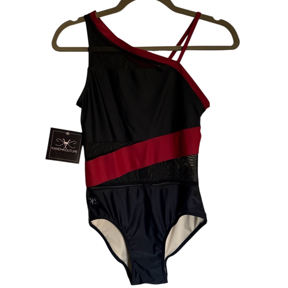 NWT Kandi Kouture Leotard Size Teen TS 3/5‎ Black Red